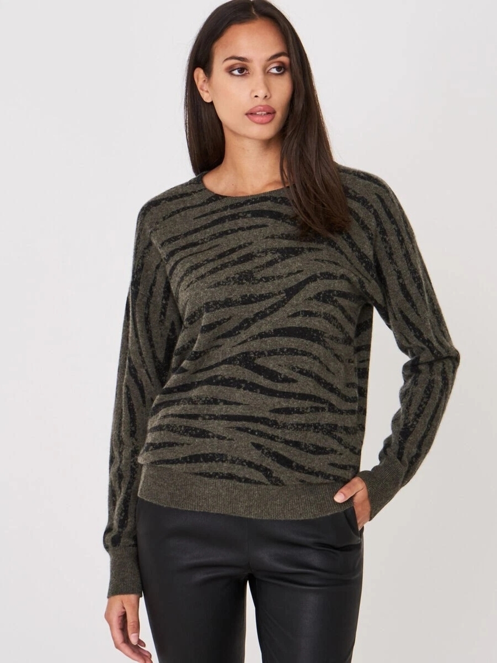 Repeat Silver Edition Zebra Print Cashmere Sweater